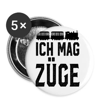 Ich Mag Züge Zugführer Lokführer Bahn Geschenk - Buttons groß 56 mm (5er Pack) - Weiß - Vorne