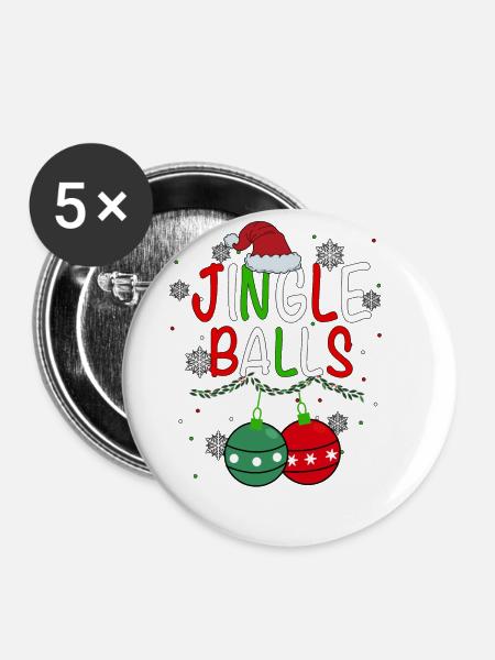Jingle Bälle - Buttons groß 56 mm (5er Pack) - Weiß