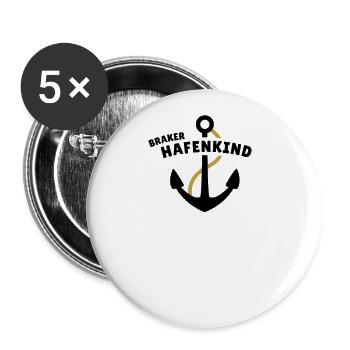 Braker Hafenkind - Buttons groß 56 mm (5er Pack) - Weiß - Vorne
