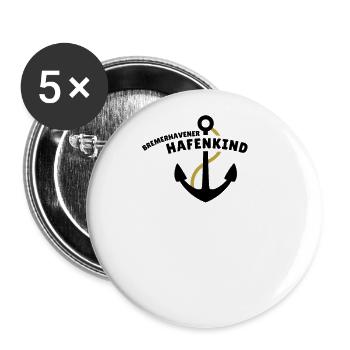 Bremerhavener Hafenkind - Buttons groß 56 mm (5er Pack) - Weiß - Vorne