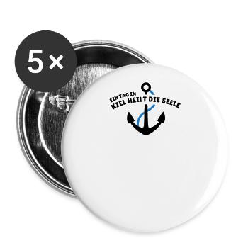 Kiel heilt die Seele - Buttons groß 56 mm (5er Pack) - Weiß - Vorne