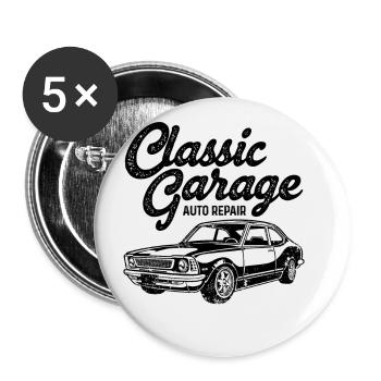 Retro Graphic Car Lover Car Mechanic Vehicle Techn - Buttons large 2.2''/56 mm (5-pack) - white - Front