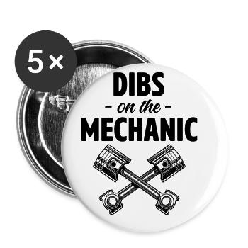 Dibs On The Mechanic Car Lover Automobile Mechanic - Buttons large 2.2''/56 mm (5-pack) - white - Front