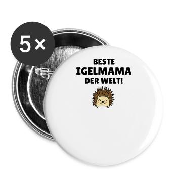 Beste Igelmama der Welt! - Buttons groß 56 mm (5er Pack) - Weiß - Vorne