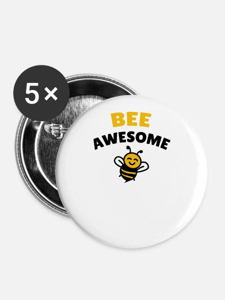 Bee awesome - Buttons groß 56 mm (5er Pack) - Weiß