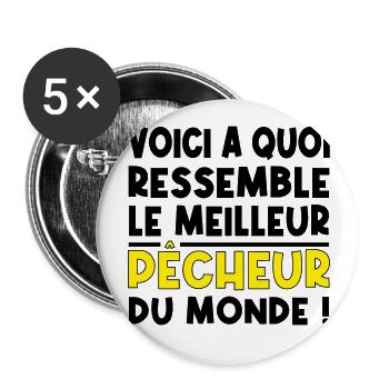Le meilleur pêcheur - Lot de 5 grands badges (56 mm) - blanc - Devant