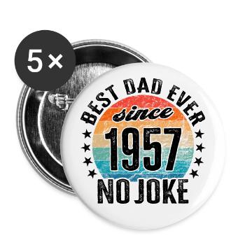 Bester Papa der Welt seit 1957 No Joke - Buttons groß 56 mm (5er Pack) - Weiß - Vorne