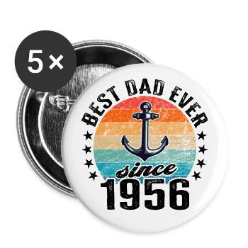 Meilleur père du monde depuis 1956 présentateur - Lot de 5 grands badges (56 mm) - blanc - Devant