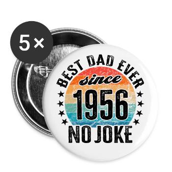 Best dad in the world since 1956 No Joke - Buttons large 2.2''/56 mm (5-pack) - white - Front