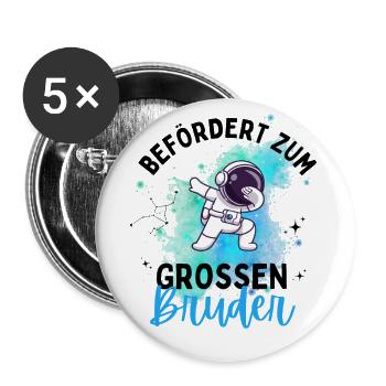 Großer Bruder 2024 Loading Weltall Astronaut - Buttons groß 56 mm (5er Pack) - Weiß - Vorne