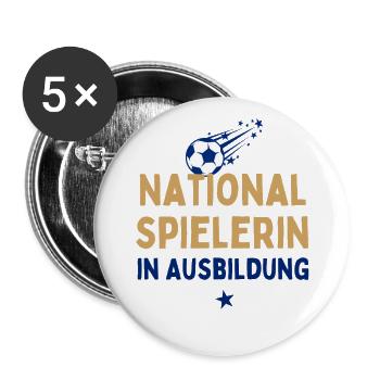 Fußball Coole Mädchen spielen Fußball Fußballerin - Buttons groß 56 mm (5er Pack) - Weiß - Vorne