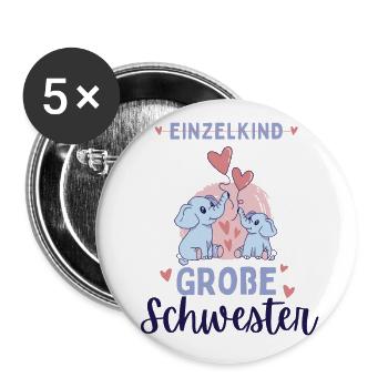 Ich werde große Schwester 2024 Elefanten Süß - Buttons groß 56 mm (5er Pack) - Weiß - Vorne
