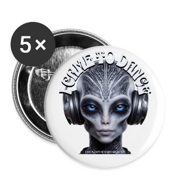 I CAME TO DANCE - Cool Humanoid with Headphones! - Buttons large 2.2''/56 mm (5-pack) - white - Front