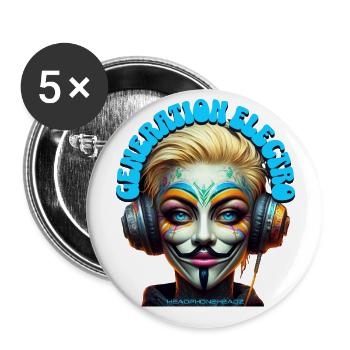 GENERATION ELECTRO - Cool She/He with Headphones! - Buttons large 2.2''/56 mm (5-pack) - white - Front