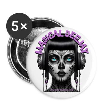 MAGICAL DEEJAY - Cool Woman with Headphones! - Buttons large 2.2''/56 mm (5-pack) - white - Front
