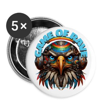 GAME OF RAVE - Cool Eagle with Headphones! - Buttons large 2.2''/56 mm (5-pack) - white - Front