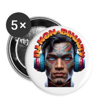 DJ NON-BINARY - Cool Human with Headphones! - Buttons large 2.2''/56 mm (5-pack) - white - Front