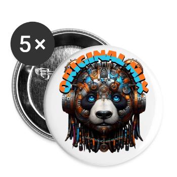 ORIGINAL MIX - Cool Panda with Headphones! - Buttons large 2.2''/56 mm (5-pack) - white - Front