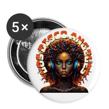 LOS DISCO ANGELES - Cool Woman with Headphones! - Buttons large 2.2''/56 mm (5-pack) - white - Front