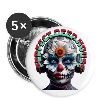 PERFECT DEEP HOUSE - Cool Creature with Headphones - Buttons large 2.2''/56 mm (5-pack) - white - Front