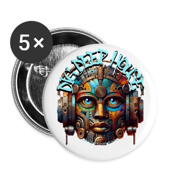 DIG DEEP HOUSE – Cool Statue with Headphones! - Buttons large 2.2''/56 mm (5-pack) - white - Front