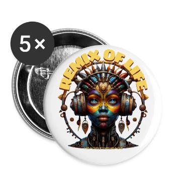 REMIX OF LIFE – Cool Princess with Headphones! - Buttons large 2.2''/56 mm (5-pack) - white - Front