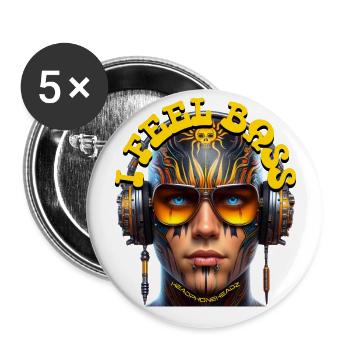 I FEEL BASS - Cool Dude with Headphones! - Buttons large 2.2''/56 mm (5-pack) - white - Front