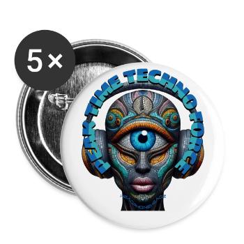 PEAK TIME TECHNO FORCE - Cool Cyclops & Headphones - Buttons large 2.2''/56 mm (5-pack) - white - Front