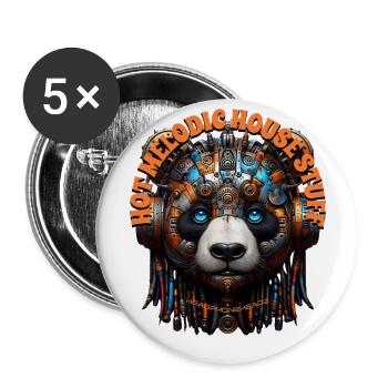 HOT MELODIC HOUSE STUFF - Cute Panda & Headphones! - Buttons large 2.2''/56 mm (5-pack) - white - Front