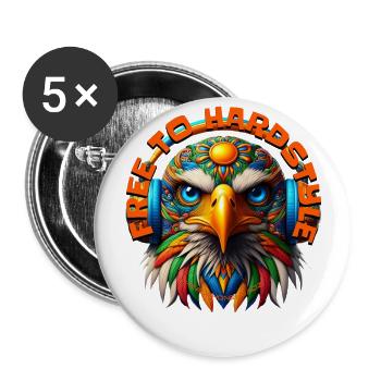 FREE TO HARDSTYLE – Cool Eagle with Headphones! - Buttons large 2.2''/56 mm (5-pack) - white - Front