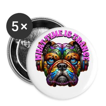 WHAT TIME IS TRANCE - Cool Bulldog with Headphones - Buttons large 2.2''/56 mm (5-pack) - white - Front