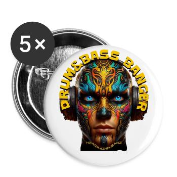 DRUM&BASS BANGER - Cool Dude with Headphones! - Buttons large 2.2''/56 mm (5-pack) - white - Front