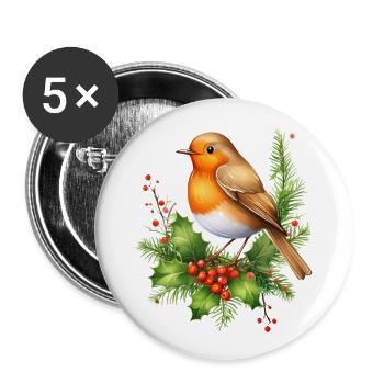 Robin avec un avion urticant - Lot de 5 grands badges (56 mm) - blanc - Devant