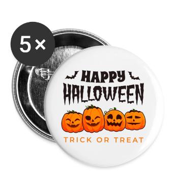 Frohes Halloween, Süßes oder Saures - Buttons groß 56 mm (5er Pack) - Weiß - Vorne