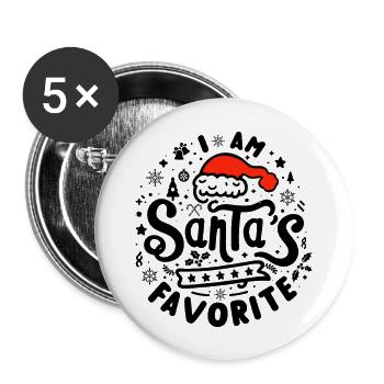 I am Santa's Favorite - Buttons large 2.2''/56 mm (5-pack) - white - Front