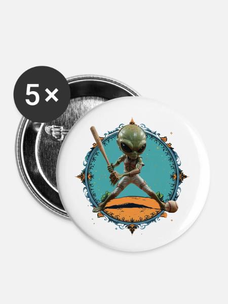 ET im Baseball - Buttons groß 56 mm (5er Pack) - Weiß