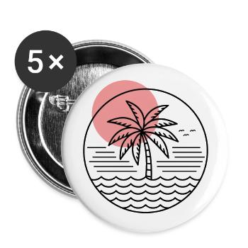 Cercle de palmiers - Lot de 5 grands badges (56 mm) - blanc - Devant