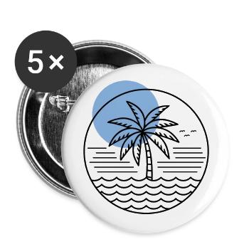 Cercle de palmiers - Lot de 5 grands badges (56 mm) - blanc - Devant