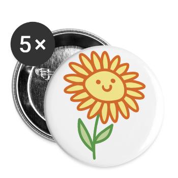 Sonnenblume - Buttons groß 56 mm (5er Pack) - Weiß - Vorne