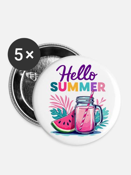 Hello Summer - Buttons groß 56 mm (5er Pack) - Weiß