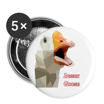 Angry Goose - Goose , Geese , - Buttons large 2.2''/56 mm (5-pack) - white - Front