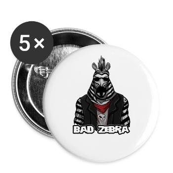 Zebra Punk Motorradfahrer - Buttons groß 56 mm (5er Pack) - Weiß - Vorne