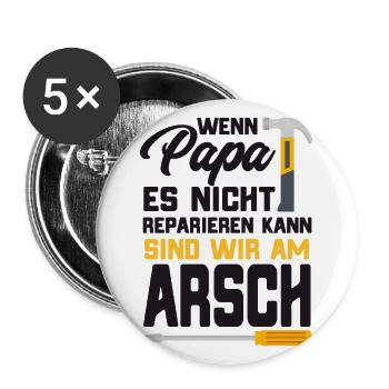 Geburtstag Handwerker Geschenk Vater reparieren - Buttons groß 56 mm (5er Pack) - Weiß - Vorne