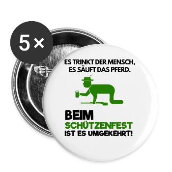 Saufen Schützenfest Schützenverein Trinken Spruch - Buttons groß 56 mm (5er Pack) - Weiß - Vorne