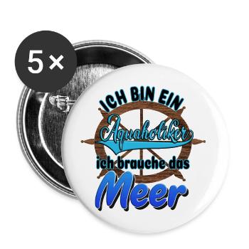Aquaholiker Sea Steering Wheel Baltic Sea North Sea Saying - Buttons large 2.2''/56 mm (5-pack) - white - Front