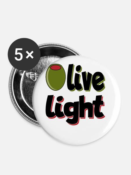 Olive LIght - Buttons groß 56 mm (5er Pack) - Weiß
