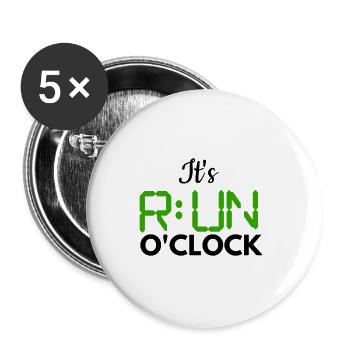 Run O'clock Running Joggen Laufen Laufsport Sport - Buttons groß 56 mm (5er Pack) - Weiß - Vorne