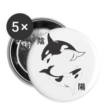 Yin Yang Orca - Lot de 5 grands badges (56 mm) - blanc - Devant