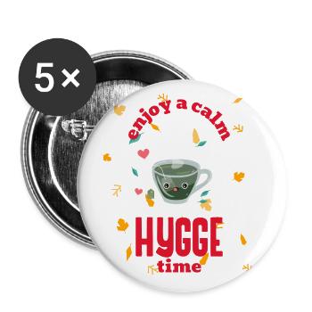 ENJOY A CALM HYGGE TIME - Lot de 5 grands badges (56 mm) - blanc - Devant