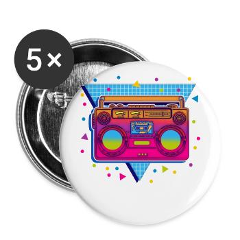 80s party - Buttons large 2.2''/56 mm (5-pack) - white - Front